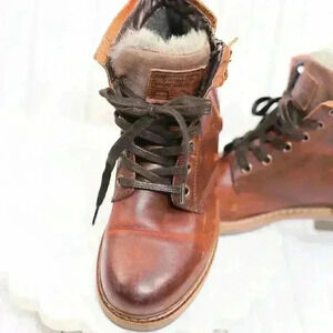 Bull Boxer/Brette Size 7M Leather side zip/lace round toe chukka boots